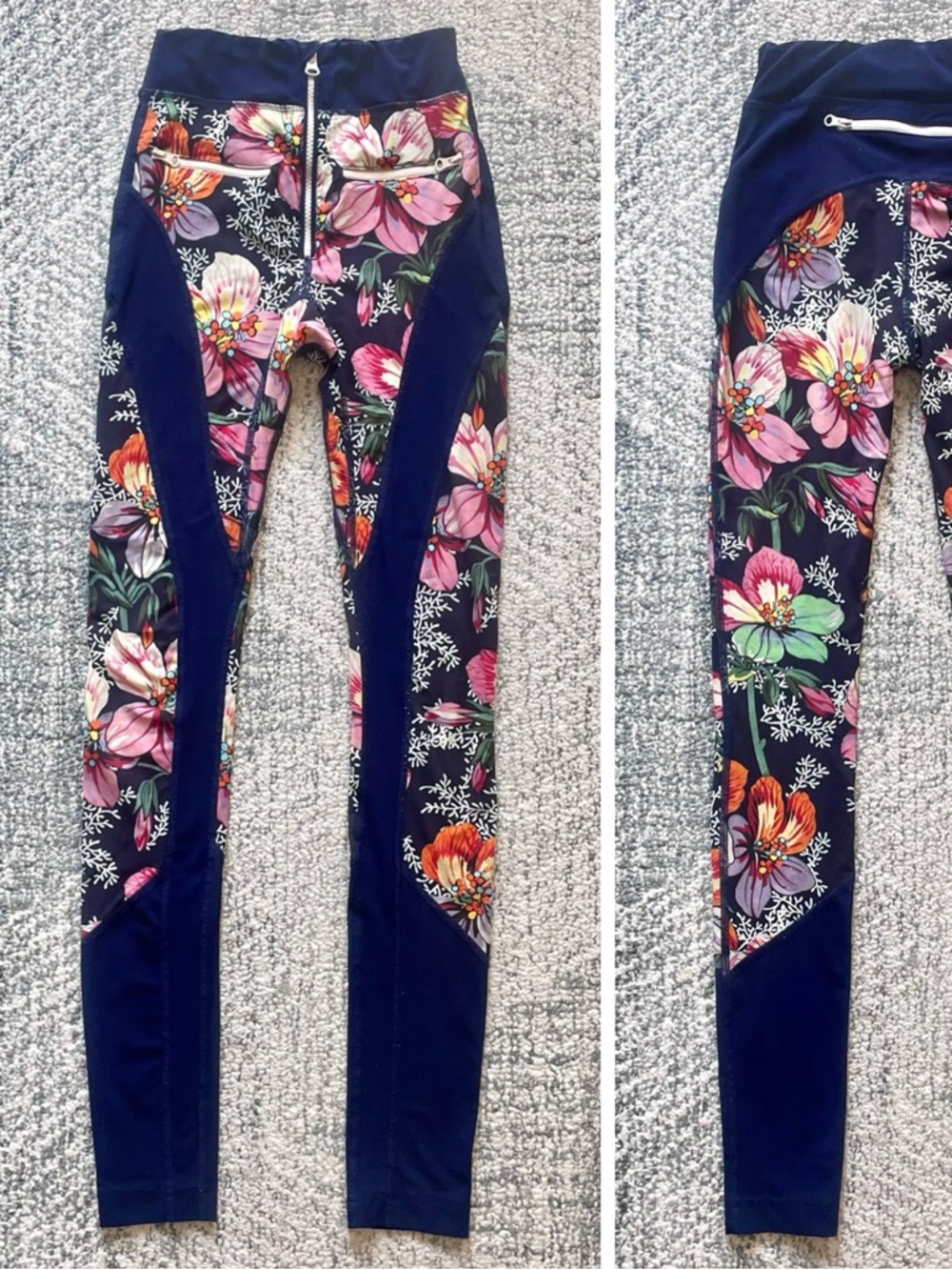 ISABEL MARANT Floral Print Blocked High Waist Leggings Athletic Pants Retro